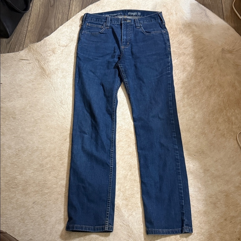 Carhartt Men's Dark Blue Jeans rugged flex straight fit size 30 x 32 tapered leg